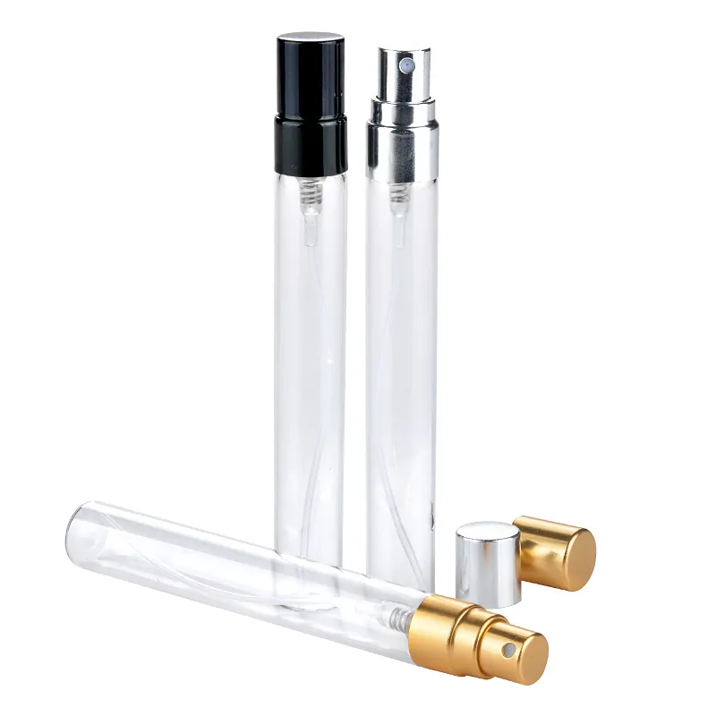 2ML 3ML 5ml 10ML Spray di vetro Bottiglia di profumo di vetro trasparente Bottiglie da viaggio Contenitore vuoto portatile campioni Contenitori cosmetici con spruzzatore in alluminio