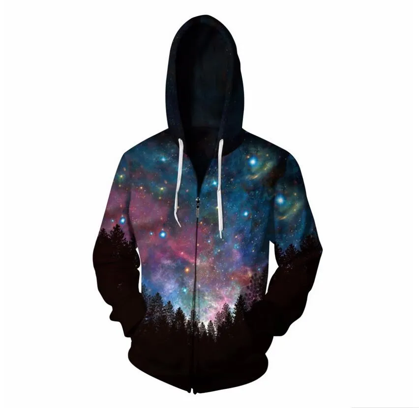 CloudStyle Starry Sky Capuz Capuz Zipper Outerwear Anime 3D Hoodies Mulheres Homens Zip Up Hoodie Tracksuits-5xl