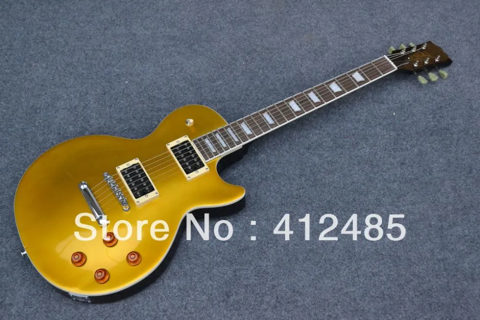 شحن مجاني السعر بالجملة - 2013 وصول جديد Slash Style Golden Color Black Back Back Electric Guitar مع Hardcase