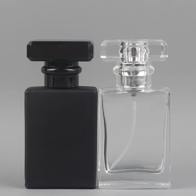 30 ml portable voyage transparent bouteille en verre bouteilles vides rechargeable parfum atomiseur vaporisateur noir clair