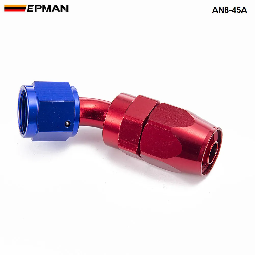 EPMAN  -  /セットAN8 45度アルミ旋回油/燃料/空気/ガスラインホースエンドフィッティングブルーAN8-45A