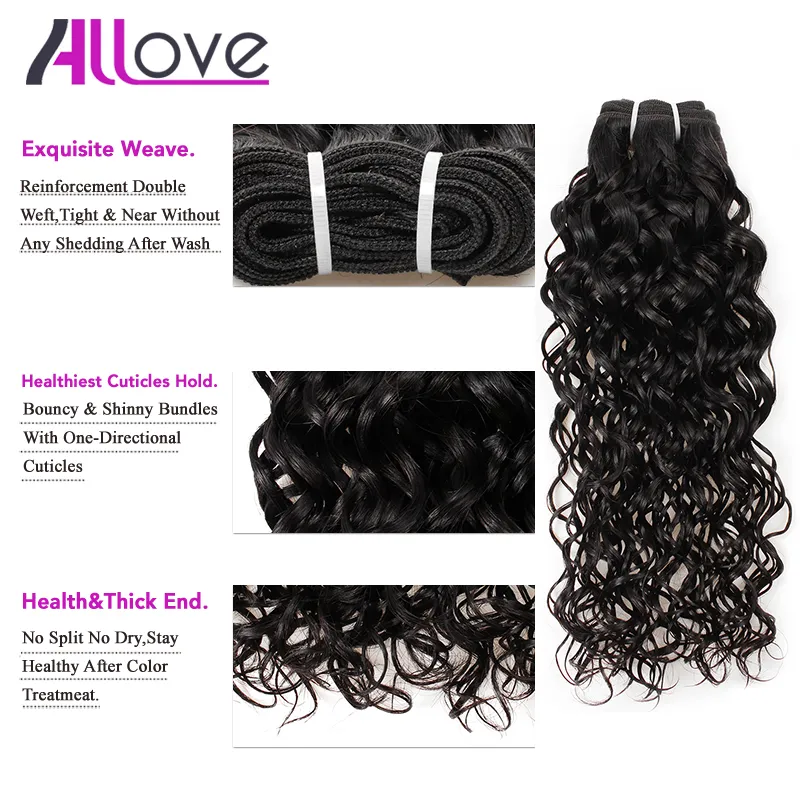 10A Brazilian Hair Human Hair Bundles With Closure Water Wave 4Bundles With Closure Wet And Wavy Human Hair Extensions Wholes4034744