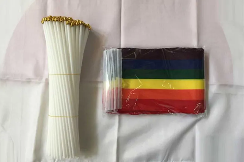 14 * 21cm Rainbow Flags 12 Design National Flag for World Polyester Hand vinkande flaggor Banderoller Heminredning WX9-652