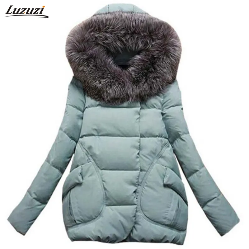 Wholesale- 1PC Winter Jacket Women Fur Hood Cotton Padded Coat Parkas For Women Winter Casaco Abrigos Mujer Jaqueta Feminina Z002