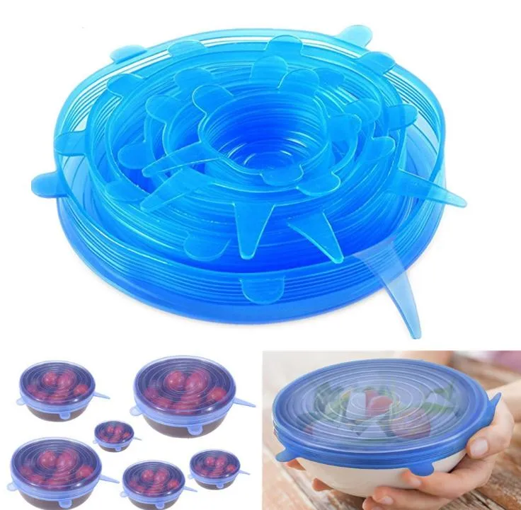 6 pz/set coperchi elasticizzati in silicone coperchio universale ciotola per alimenti in silicone coperchio pentola copertura in silicone padella cottura accessori per la cucina SN265