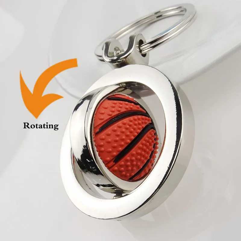 New World Cup Football Keychain Creative Rotating Soccer Basketball Golf Key Chain Pendant Gifts Party Favor WX9-289