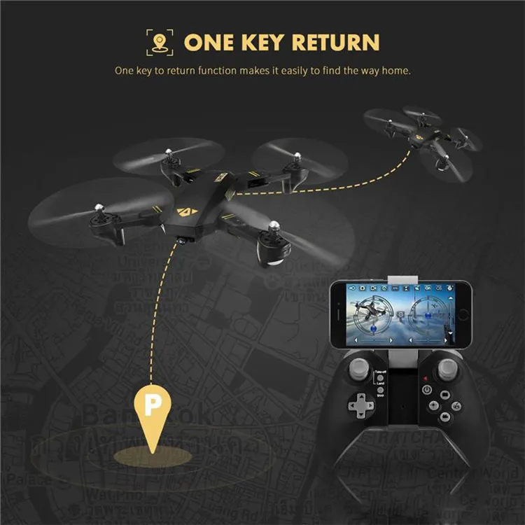 Aircraft XS809HW Aircraft WiFi FPV 24G 4CH 6 Axe Altitude Hold Fonction RC Drone avec 720p HD 2MP Drone RC Toy Foldable7149246