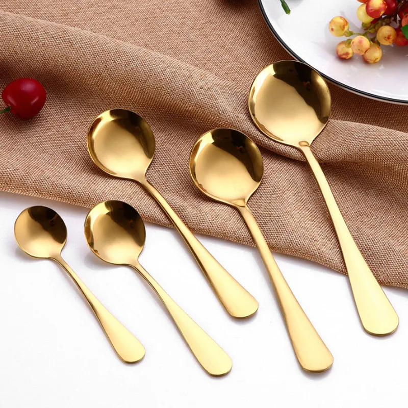 Golden Tea Spoon Stainless Steel Mini Gold Coffee Spoon For Milk Tea Small Dinnerware Tableware Kitchen Dining Tools LX0090