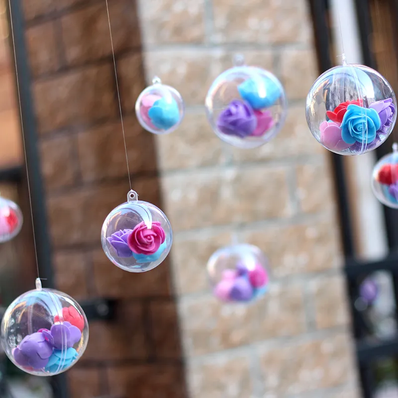 75pcs 4/5cm Romantic Design Christmas Decorations Ball Transparent Can Open Plastic Christmas Clear Bauble Ornament Gift