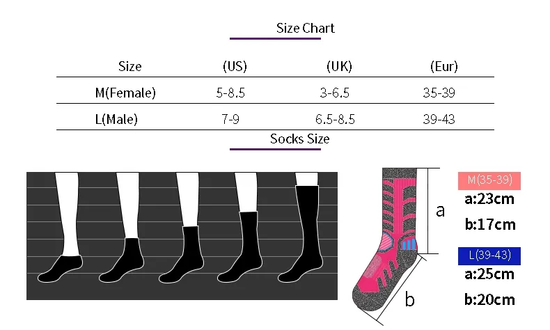 R-BAO Rose Designer Chaussettes En Plein Air Coton Ski Cyclisme Chaussettes Alpinisme Randonnée Hiver Épaissir Chaud Demi Chaussettes De Sport Pour Femmes Hommes