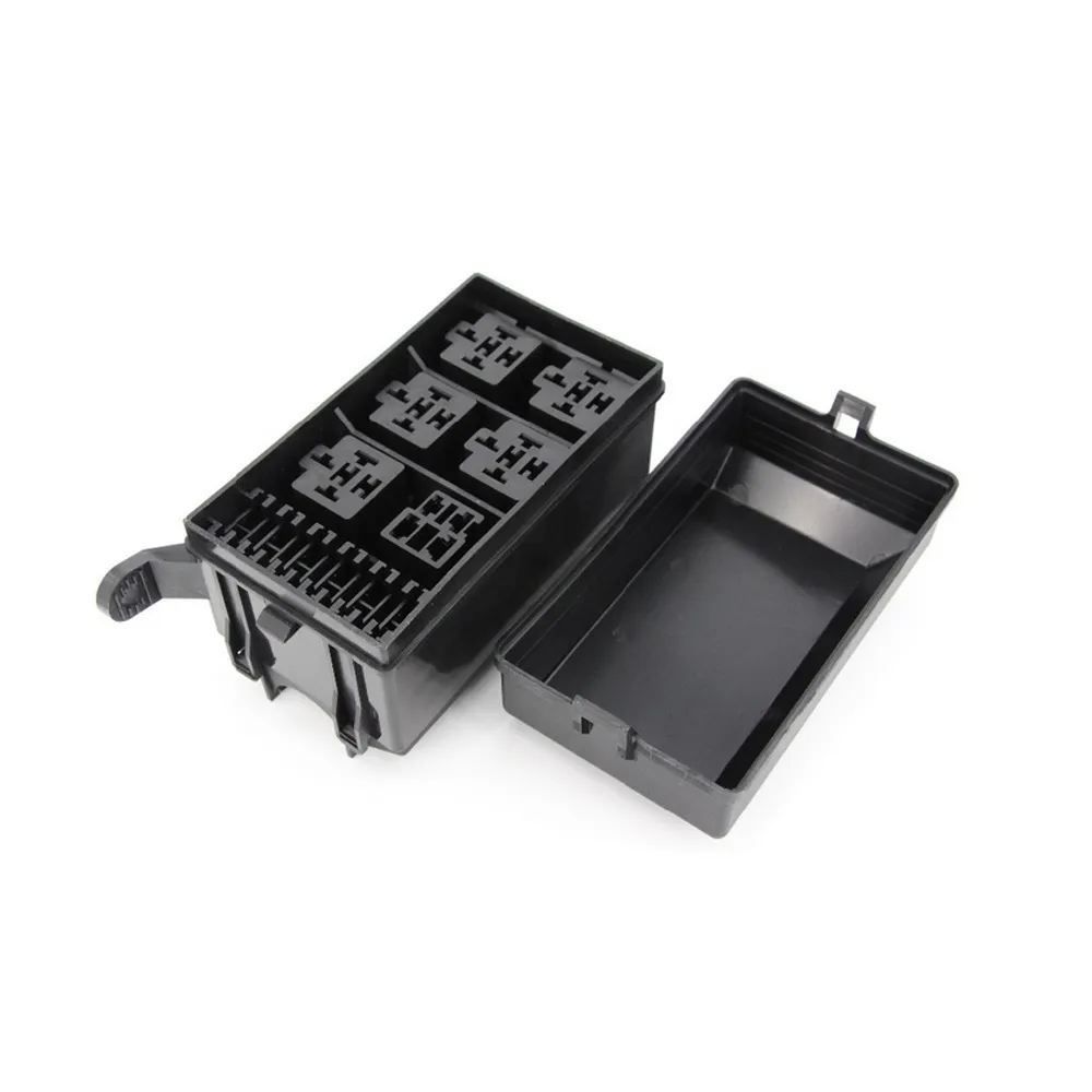 6 manieren Auto Fuse Box Assembly met 1 STKS 12V 4PIN 40A + 5 STKS 4PIN 12V 40A Relais Auto Autoverzekering Tabletten Zekering Box Montagezekerheid