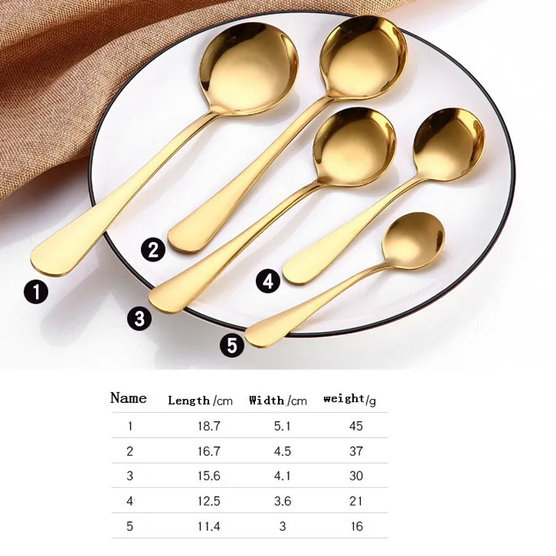 Golden Tea Spoon Stainless Steel Mini Gold Coffee Spoon For Milk Tea Small Dinnerware Tableware Kitchen Dining Tools LX0090