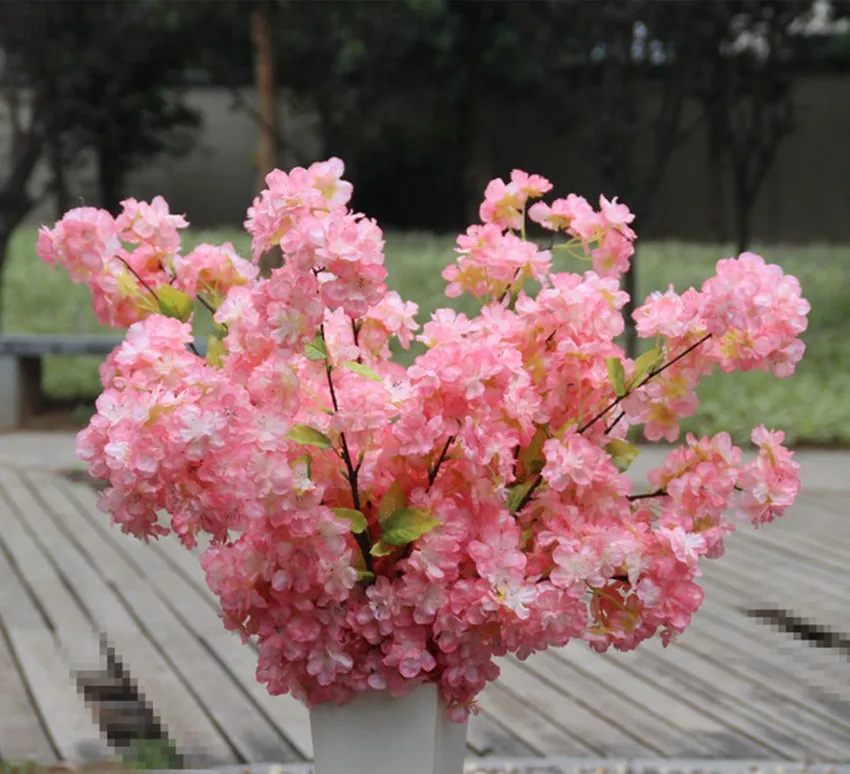 Artificial slik flores de cerejeira cachos festa em casa casamento falso sakura ramo flor de seda cereja diy decorações de árvore ameixa decorati4401974