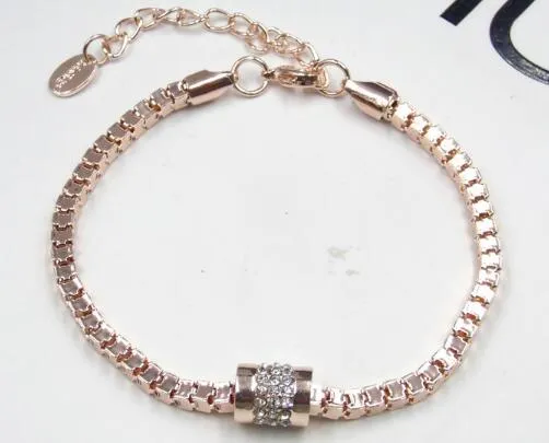 Hot estilo europeu e americano rosa ouro moda simples zircônia pulseira de diamante moda feminina clássico requintado elegância