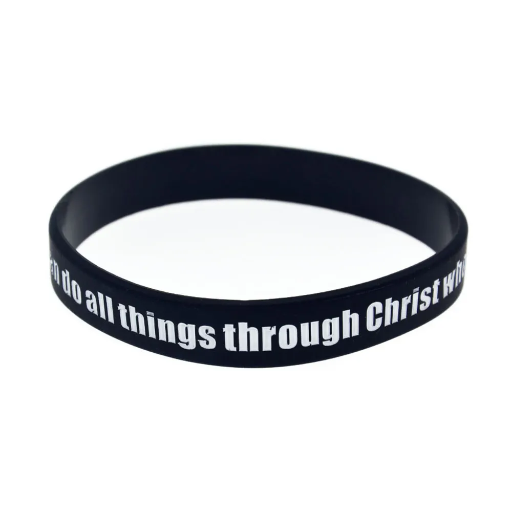 ik kan alle dingen doen door Christus die me versterkt Silicone polsband zwarte volwassen grootte