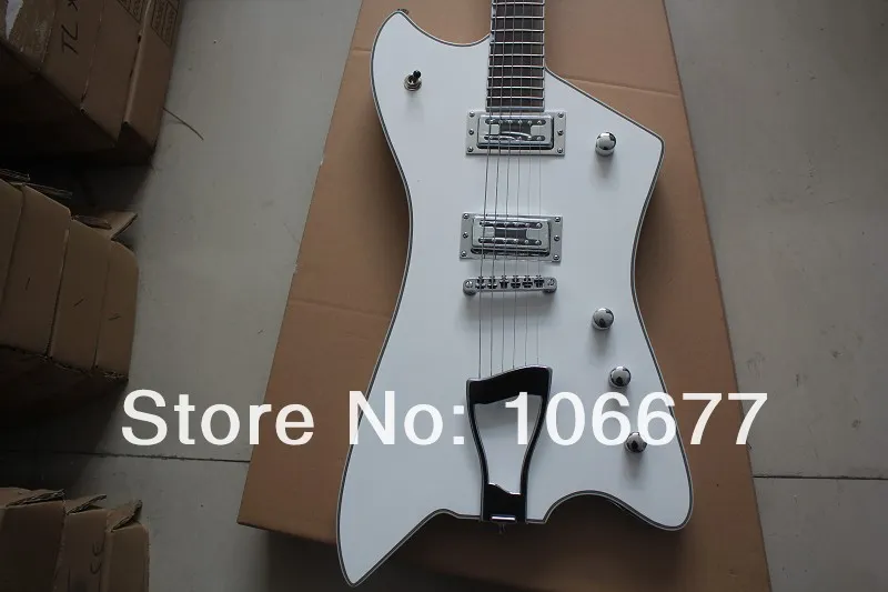 Envío Gratis Alta Calidad Cuerpo Sólido Bonito Blanco Extraño Forma 6 Cuerdas Guitarra Eléctrica En Stock