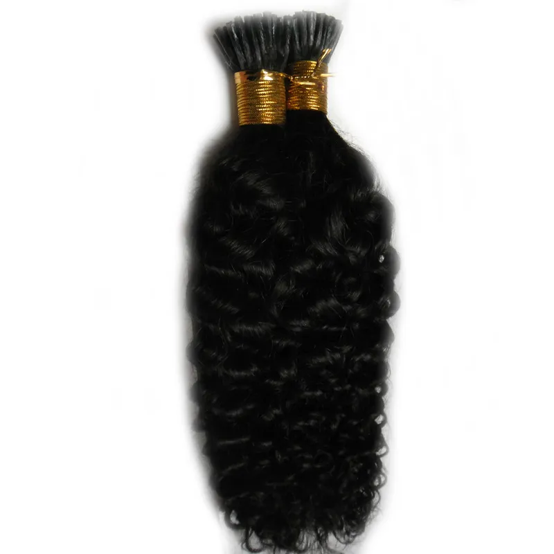 I IP Extensions Extensions 100G AFRO Kinky вьющиеся волосы наращивания волос 100s предварительно связанные кератиновые палочки