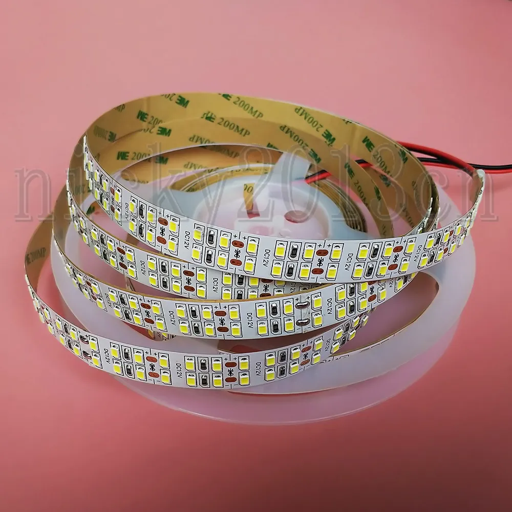 Super Heldere 12V 2835 LED Flexibele Strip Lichtband Lint String Dubbele Rij IP20 Niet Waterdicht 240Leds / M 14mm Breedte Kabinet Keukenverlichting