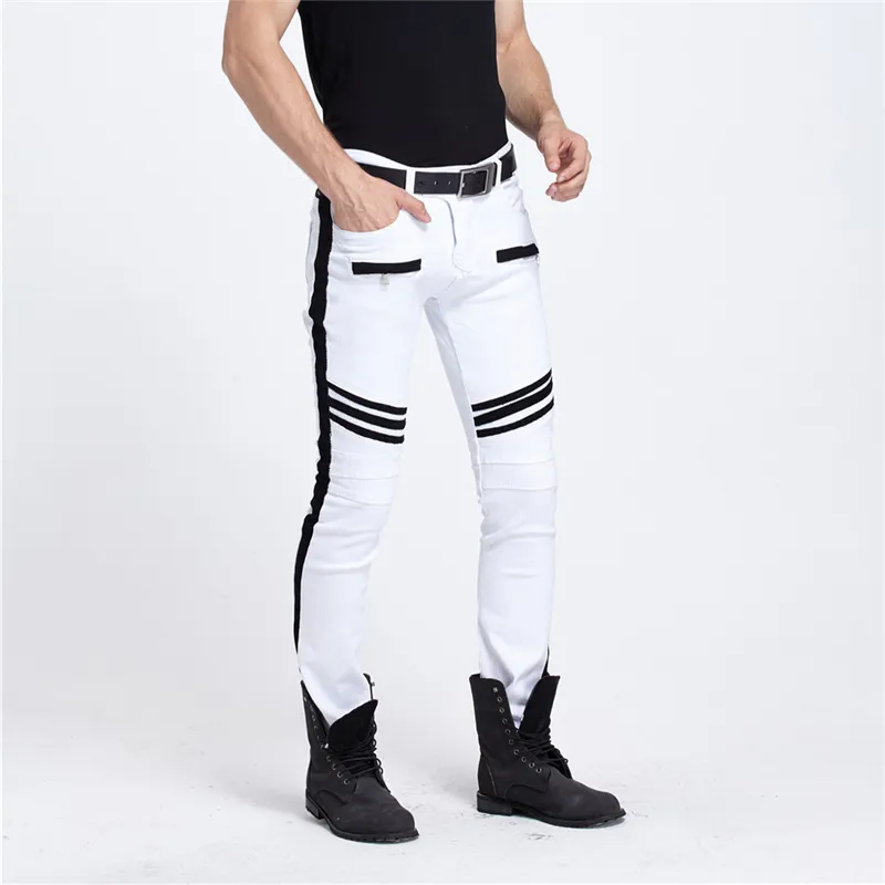 Men Clothes 2018 White Jeans Men Slim Pants Plus Size Hip Hop Mens European Jeans Kanye West Designer Biker Pencil Pants