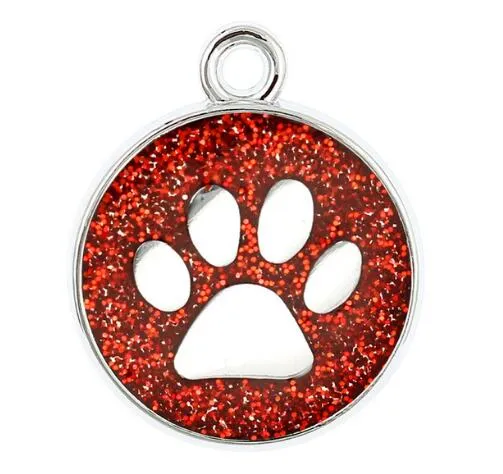 20pcs / lot couleurs 18mm chat patte de chien empreintes empreinte pendentif breloques adaptées aux bandes de téléphone bricolage porte-clés sac bijoux de mode326c