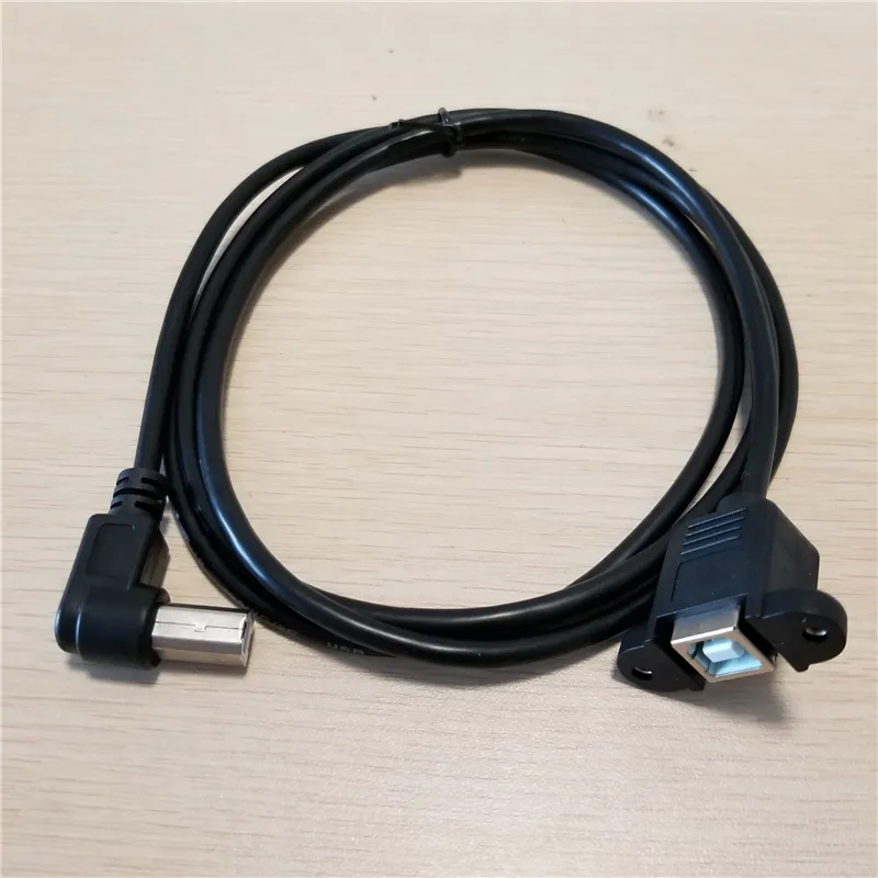 90 graden elleboog USB 2.0 Type B Male naar Feiness Extension Data Cable Panel Mount met Srews voor Printer Mobiele harde schijf 1m 1m