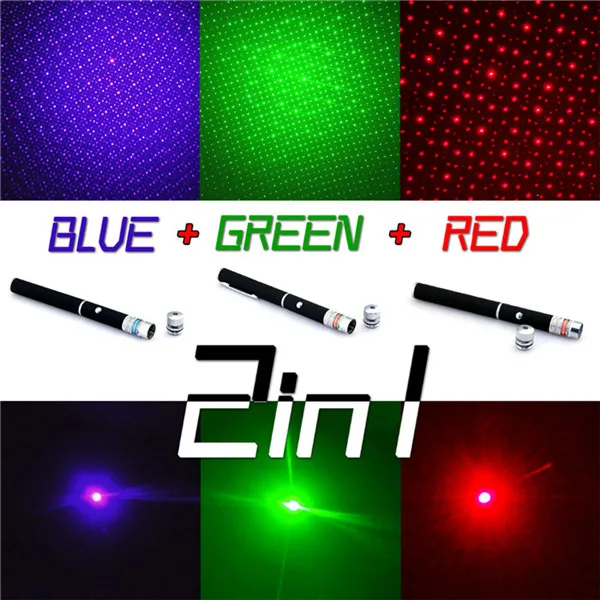 3 Packs 900Mile Laser Pointer Pen Green Blue Red Light Visible - Foto 11