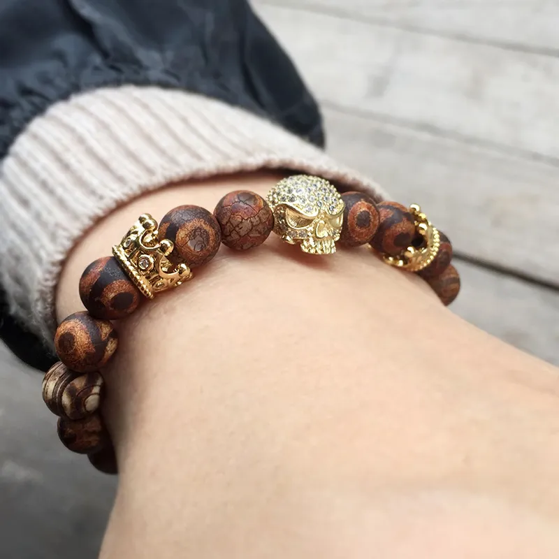 Design Strands Stone Bracelet Men Women Micro Pave CZ beads Skull Male Crown Zircon Gift Valentine's Day Holiday Christmas