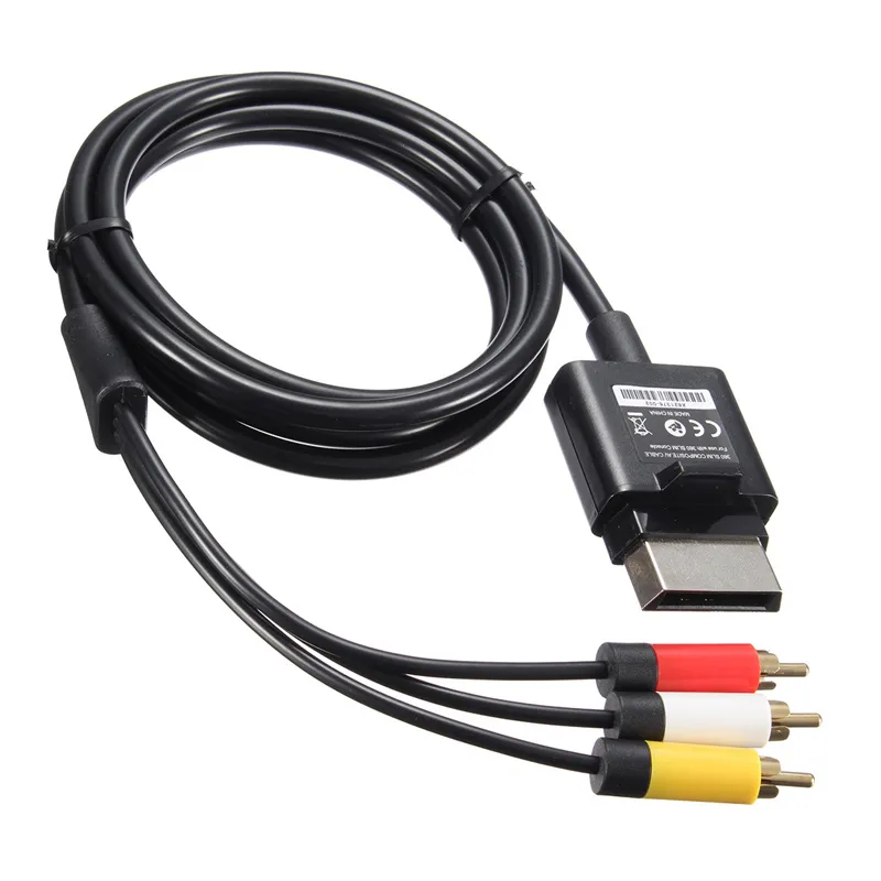 1,8m 6ft svart komposit A ​​/ V Video Ljudkabel AV-kabel för Mirosoft Xbox 360 Slim A / V-kablar Högkvalitativt snabbfartyg