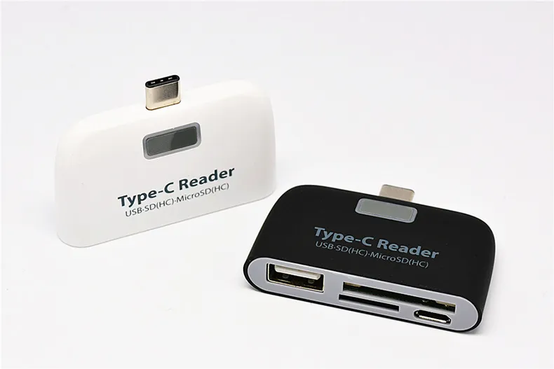 4 IN1 USB 3.1 Typ C USB-C TF SD Micro SD OTG Kortläsare Kartenleser Vit svart för MacBook Phone Tablet