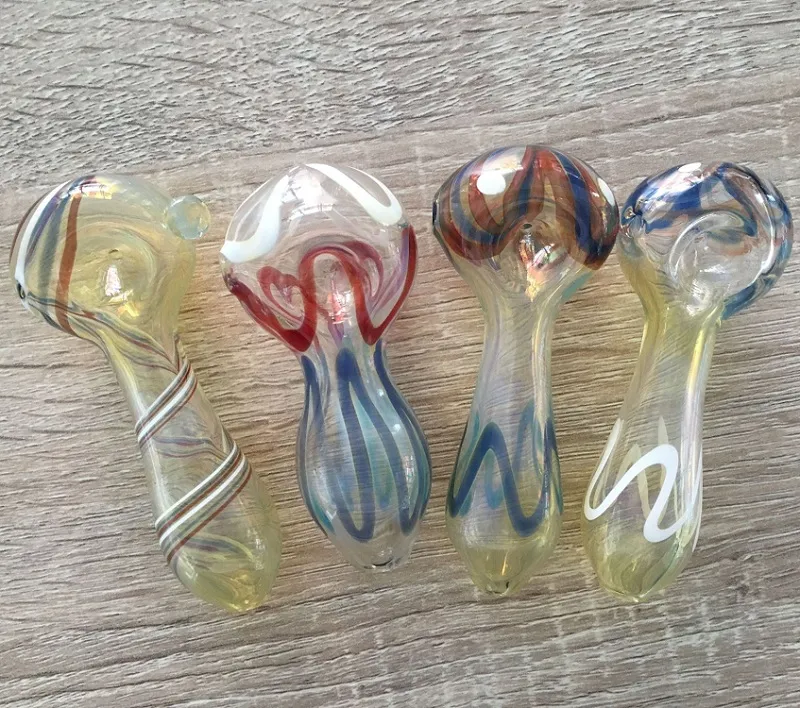 Thick Heady Glass Spoon Pipes 10CM Fumed Pyrex Colorful Spoon Smoking Accessories Oil Tobacco Pip for Smoking