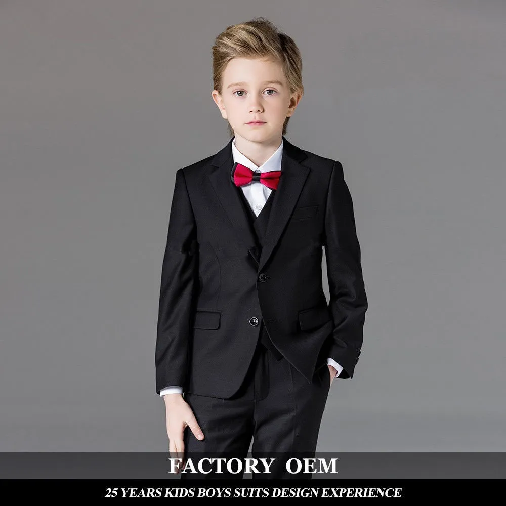 Black elegant boys coat suit in terry rayon - G3-BCO51334 | G3fashion.com
