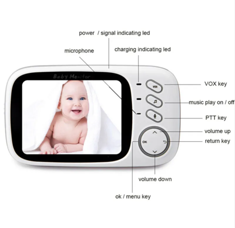 Fimei 3,2 tums trådlös video färg natt vision baby monitor kamera baby sova nanny säkerhet videokamera övervaka LCD-moniter