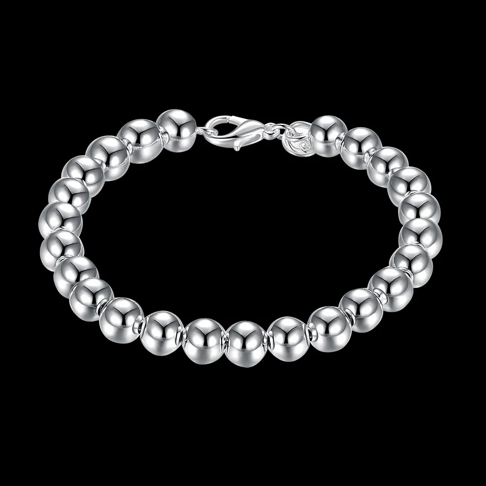 lot 925 Sterling Silver 4mm 6mm 8mm 10mm Hollow Ball Beads Armband For Women Men Fashion Women039s Pärled Starands Brac3949748