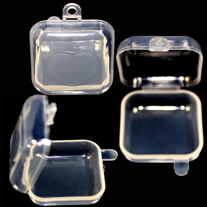 Petite boîte de rangement carrée noire transparente, organisateur de bouchons d'oreilles, boucles d'oreilles, Organization de stockage à domicile, expédition rapide F20173468