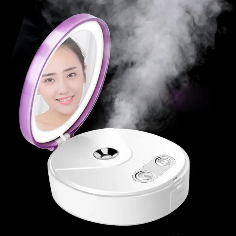 Oplaadbare 3 in 1 ijdelheidspiegel met lichten Nano Facial Steamer Cool Mist Spuit Eyelash Extension Face Spa Biridifier Eyelas
