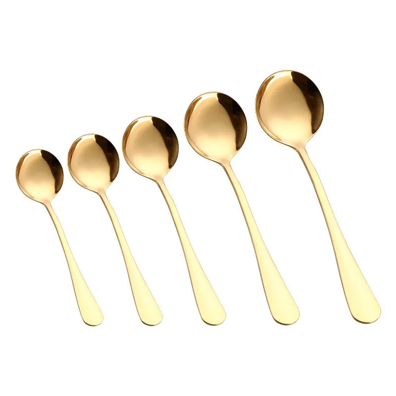 Golden Tea Spoon Stainless Steel Mini Gold Coffee Spoon For Milk Tea Small Dinnerware Tableware Kitchen Dining Tools LX0090