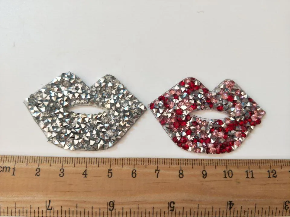 25pcs Fix Crystals lips Motifs Heat Transfer Rhinestones Motifs Crystal Strass Stones Applique Patches For Wedding Clothing Sh2926