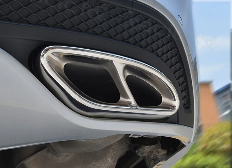 2 шт. Глянцевая стальная выхлопная наклейка накладки накладки для Mercedes Benz GLC A B C E-Class C207 Coupe 2014-2017 W212 W213 W205 X253 C180 C200 Part Car Styling
