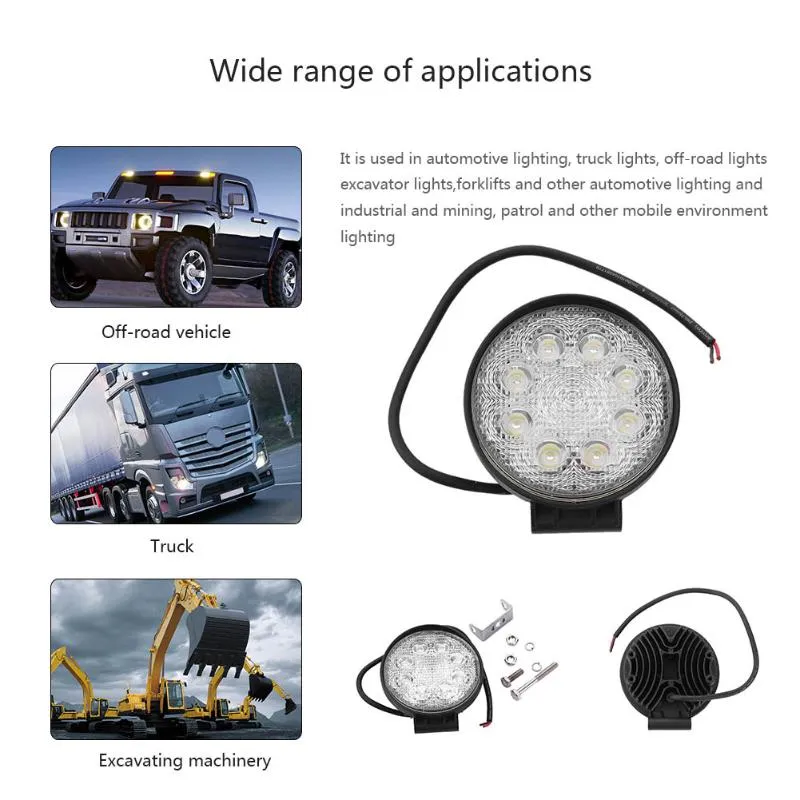 PAMPSEE 1 pièces 4 pouces 24W LED lumière de travail 12V ~ 30V DC LED conduite lumière tout-terrain pour bateau camion remorque SUV ATV LED antibrouillard étanche