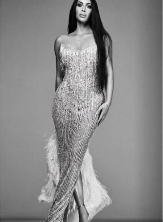 Evening dress Yousef aljasmi Kim kardashian Sweetheart Beaded Tassels Long dress Almoda gianninaazar ZuhLair murad Ziadnakad 0013