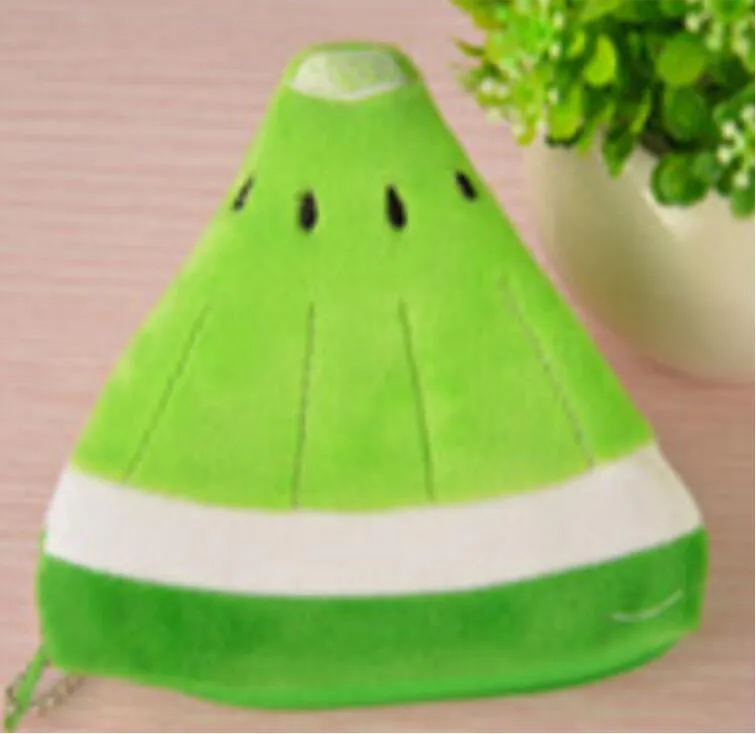 Soft Plush Watermelon Orange Fruit Women Coin Purse Mini Cute Oval Zipper Children Girl Coin Wallet USB Cable Headset Bag