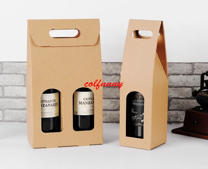 50pcs/lot Fast Shipping Kraft Paper Wine Bags Package Oliver Oil Bottle Carrier Gift Holder F062505