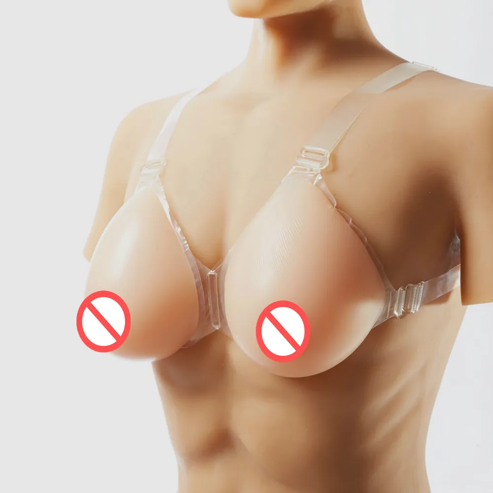 High Simulation Silicone Crossdress Breast Form Big Bust Breast Pad Fake Artificial Breast With Bra Strap C Cup6445396