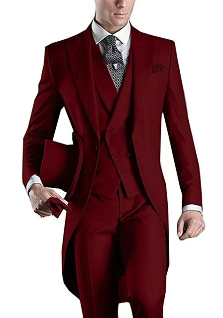 Personnaliser Design gris clair violet blanc noir bordeaux bleu Tailcoat hommes fête garçons d'honneur costume en mariage Tuxedos veste pantalon Ti244o