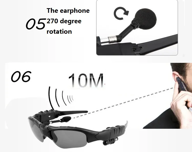 V4.1 Wireless Bluetooth Outdoor Sunglasses Sun Glasses Stereo Handsfree Headset Earphones Earbuds for smart phone in retail HBS-368 
