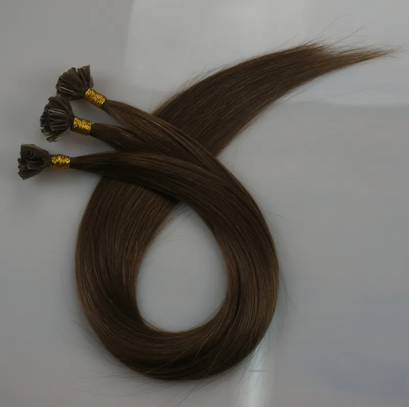 bella qualità 150g 150 fili pre incollati estensioni dei capelli con punta a u capelli umani 16 18 20 22 24 pollici e marrone capelli indiani brasiliani