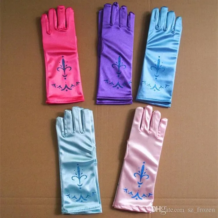 Cosplay Princess Kids Handschuhe für Mädchen Langblau Satin Kinder Halloween Cosplay-Handschuhe für Party Weihnachten kostenlos Versand A-0478