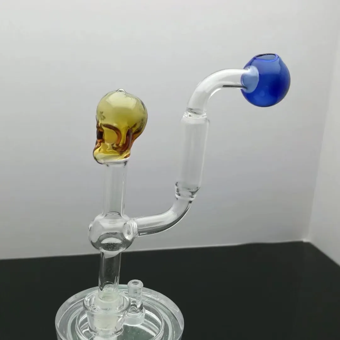 Filtre de pot d'os de crâne en gros bongs en verre brûleur à mazout conduite d'eau en verre plates-formes pétrolières sans fumer