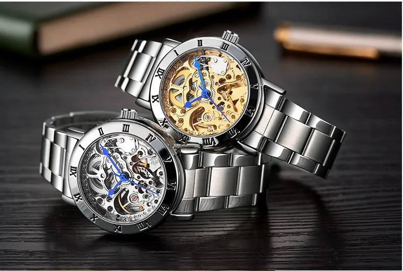 Automatic Skeleton Wristwatches for Women Gold Tone Mechanical Ladies Watch 2024 Collection