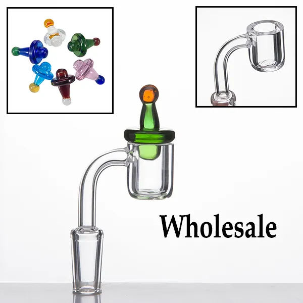 Banger Dab Rig 4mm tjock kvarts Flat Bowl med universalglasmössa röktillbehör Polerad fog med en boll 643 559